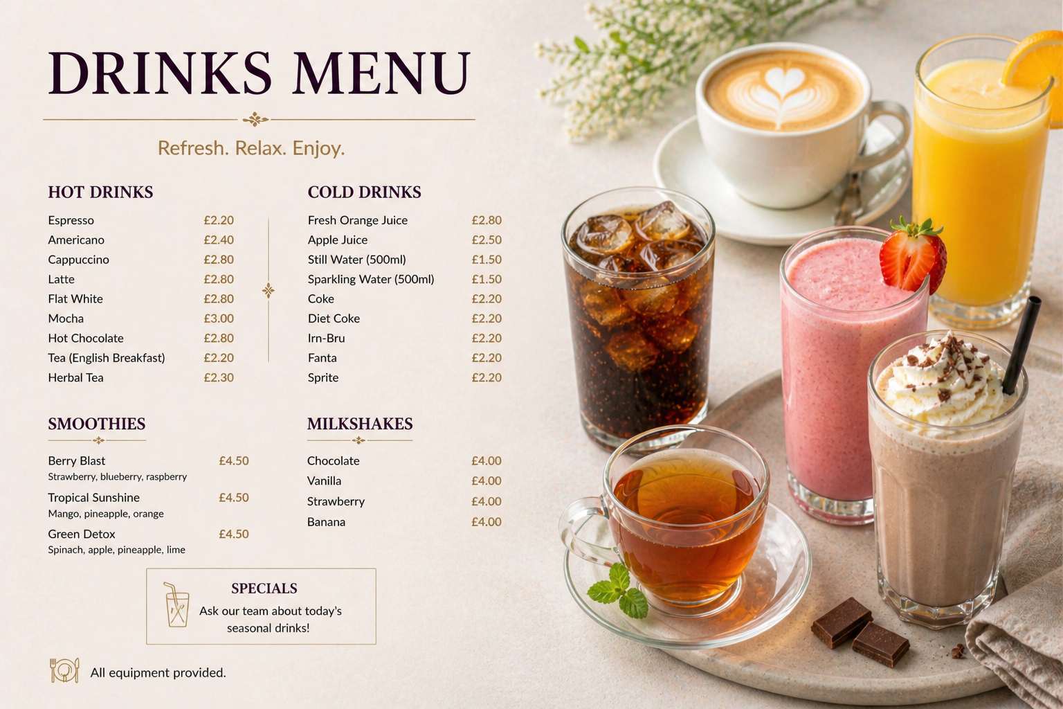 Drinks Menu